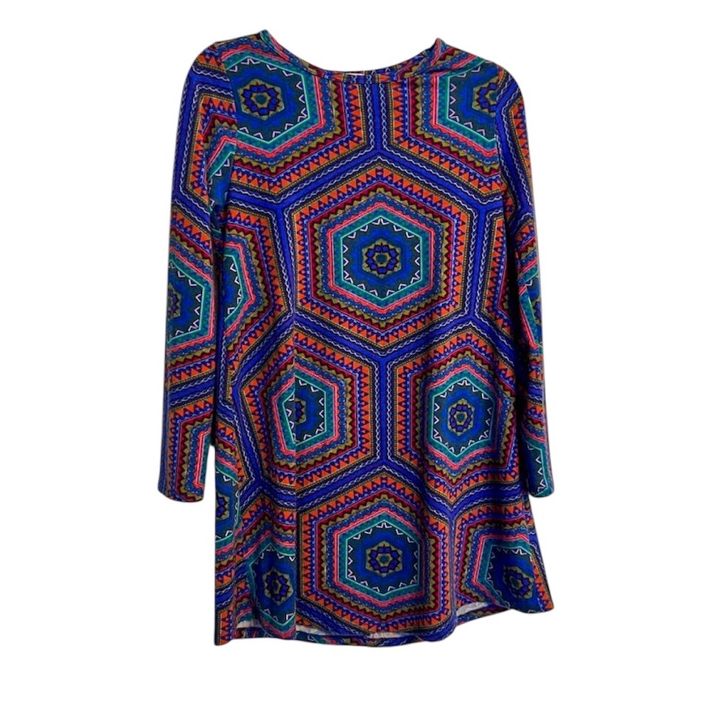 Everly Geometric Print Long Sleeve Mini Dress | Vibrant Boho Chic | Small